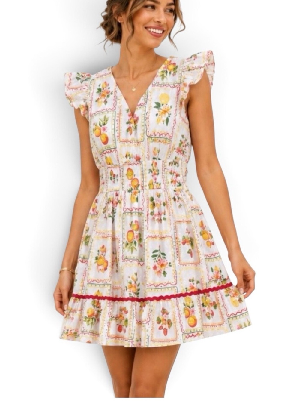 Rachael Zoe Floral and Fruit Print Cottage Sundress